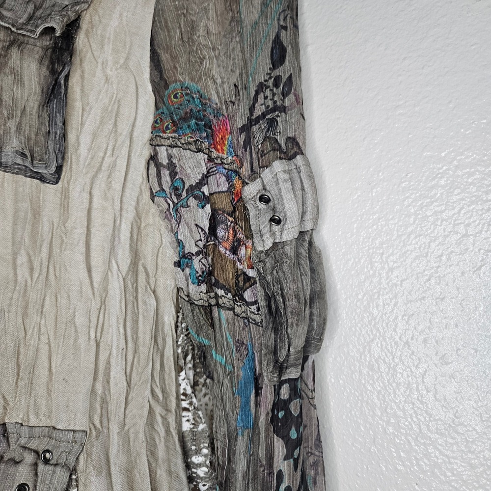 Cativa Mixed Media Zip Jacket Lace Graphic Print - Picture 4 of 7